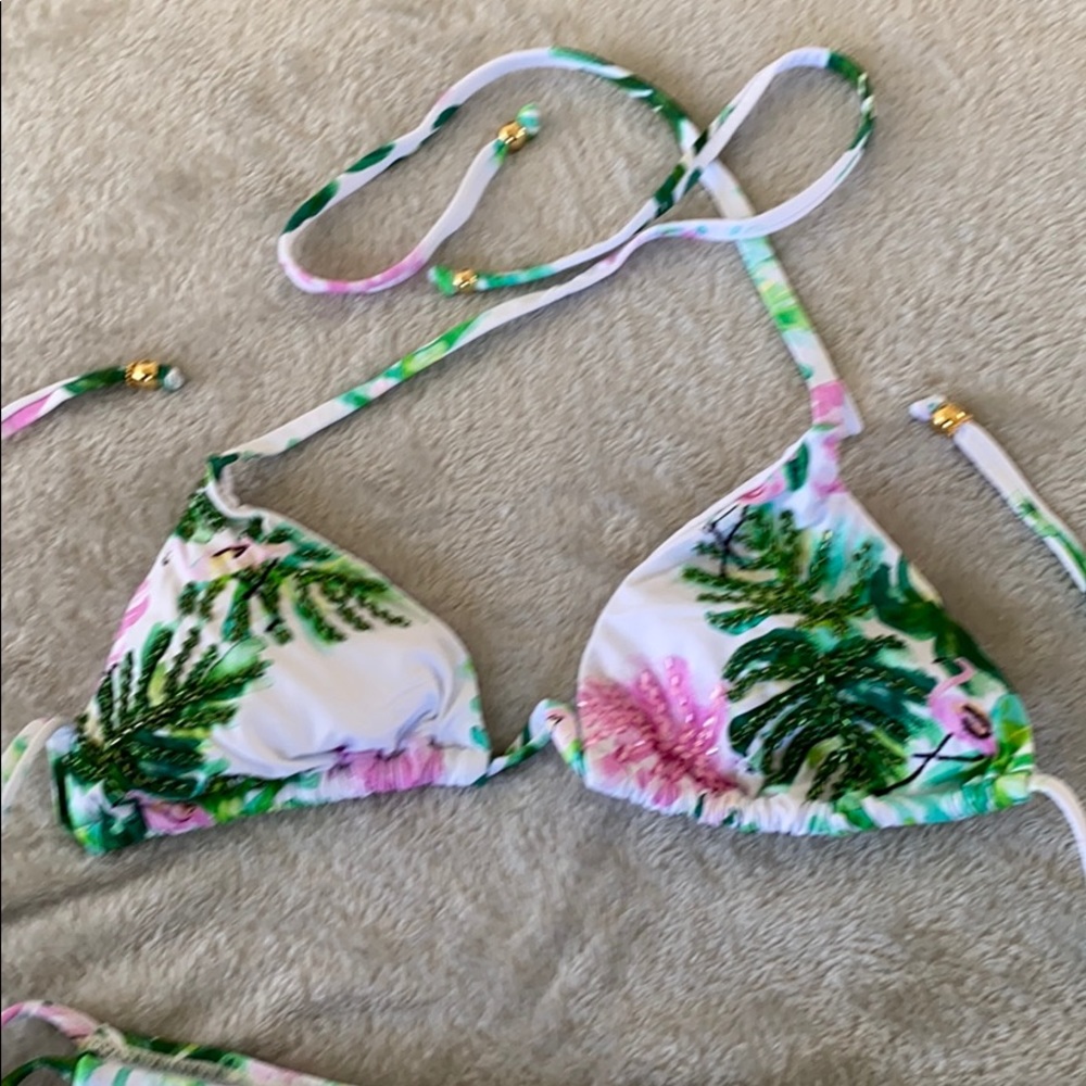 PilyQ pink and green Flamingo bikini - Picture 2 of 6